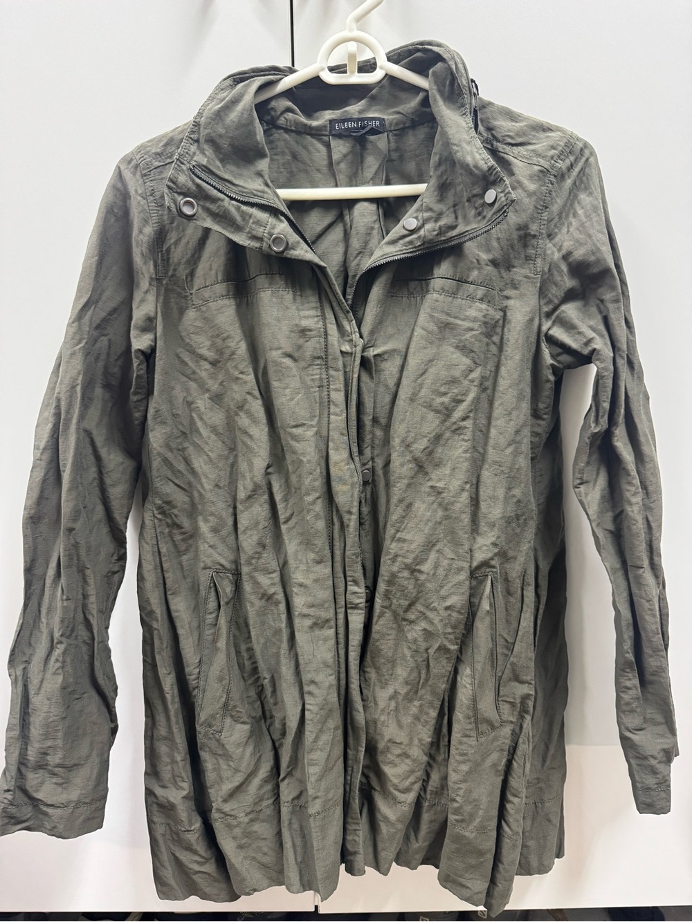 Eileen Fisher Lightweight Olive Utility Jacket XXS
